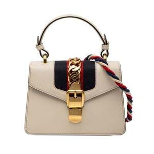 Gucci Sherry Line Sylvie Handbag/Shoulder Bag, 2-Way, 470270, White Leather, ...